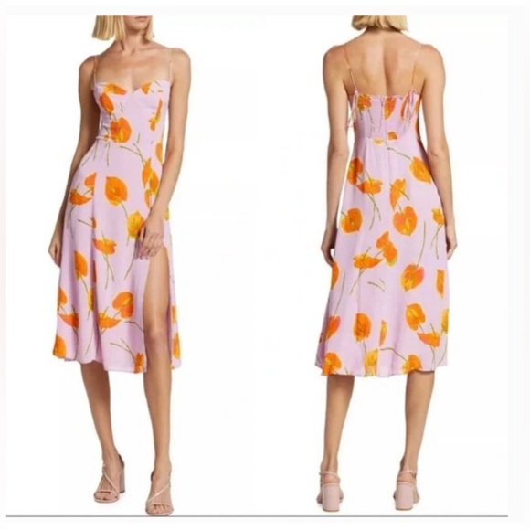 Reformation Juliette Dress Luciana Purple Orange Floral Size 8 - Picture 5 of 16